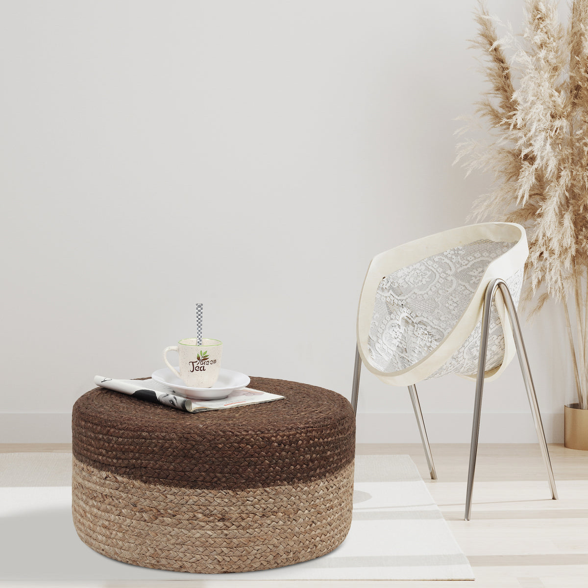 Mocha Meditation Pouf, 10”x20”