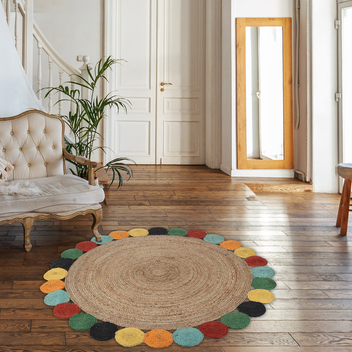 Fiesta Halo Rug, 5ft - Colorful Radiance