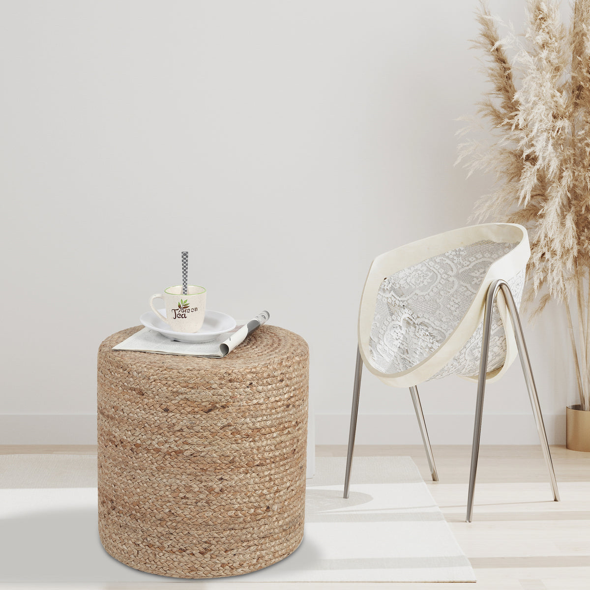 Sandstone Solace Pouf, 16"x16"
