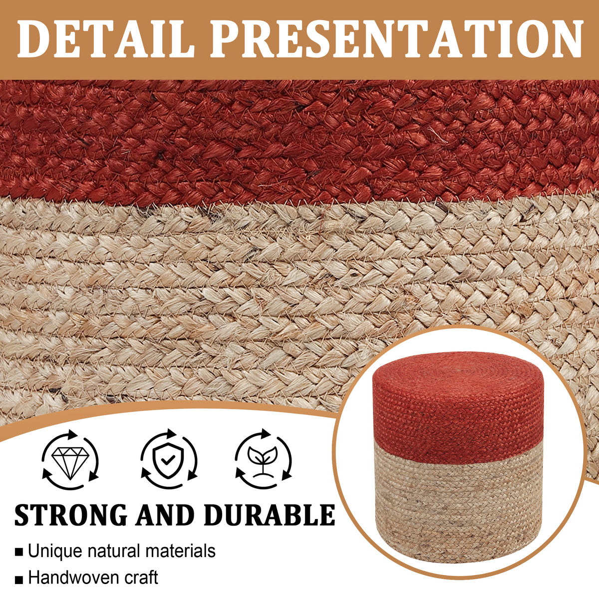 Ruby Radiance Pouf , 16”x16”