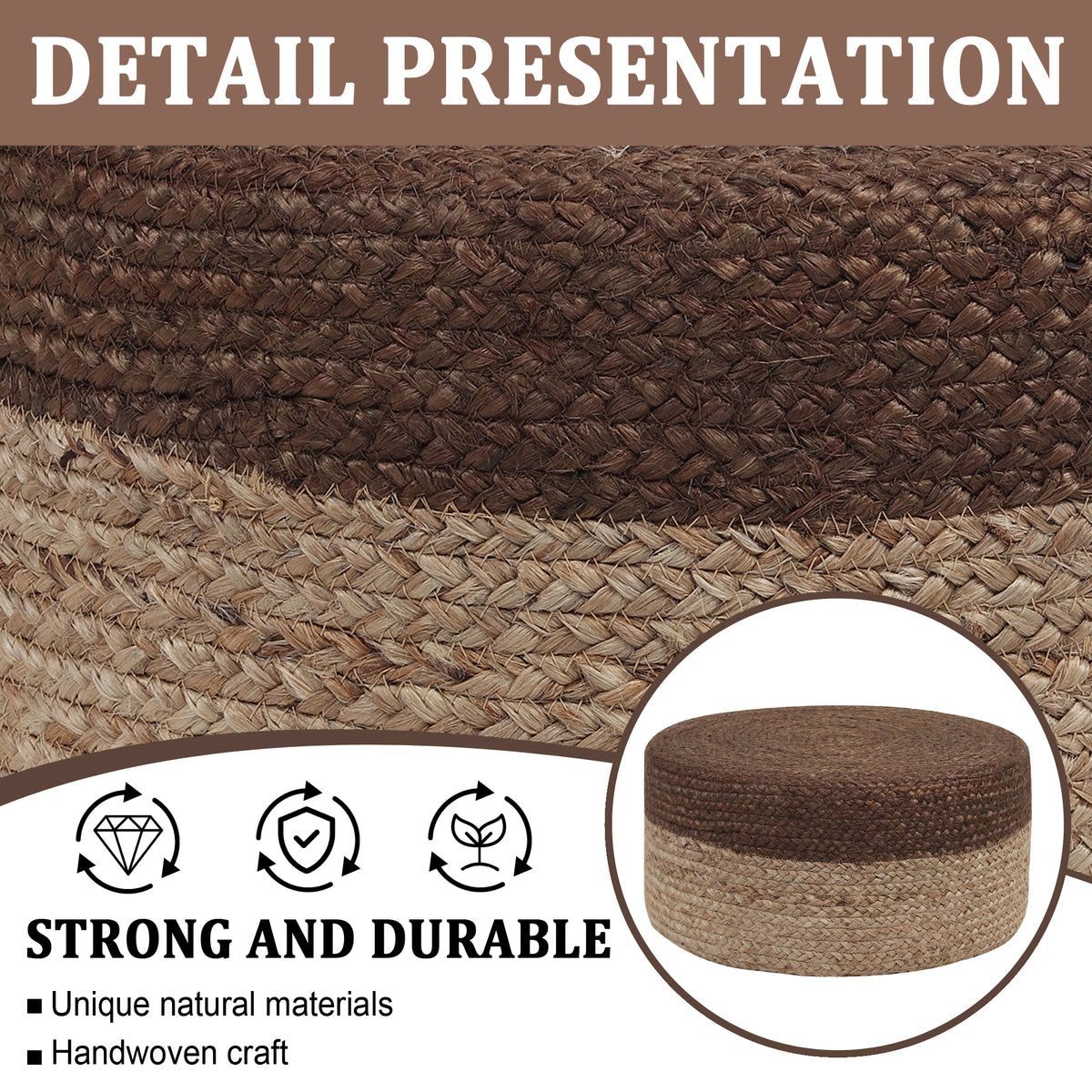 Mocha Meditation Pouf, 10”x20”