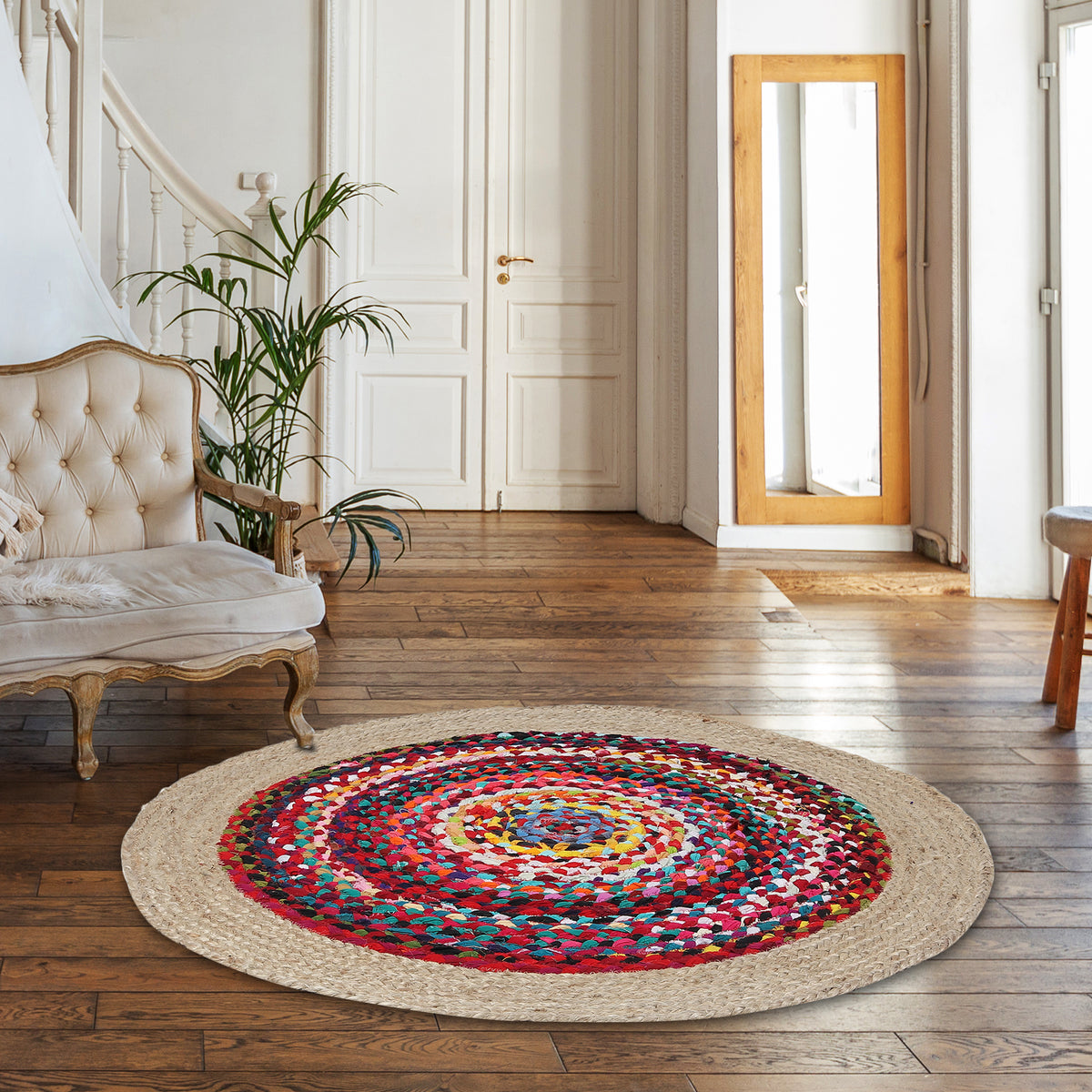 Rangoli Radiance Rug, 3ft - Natural Harmony